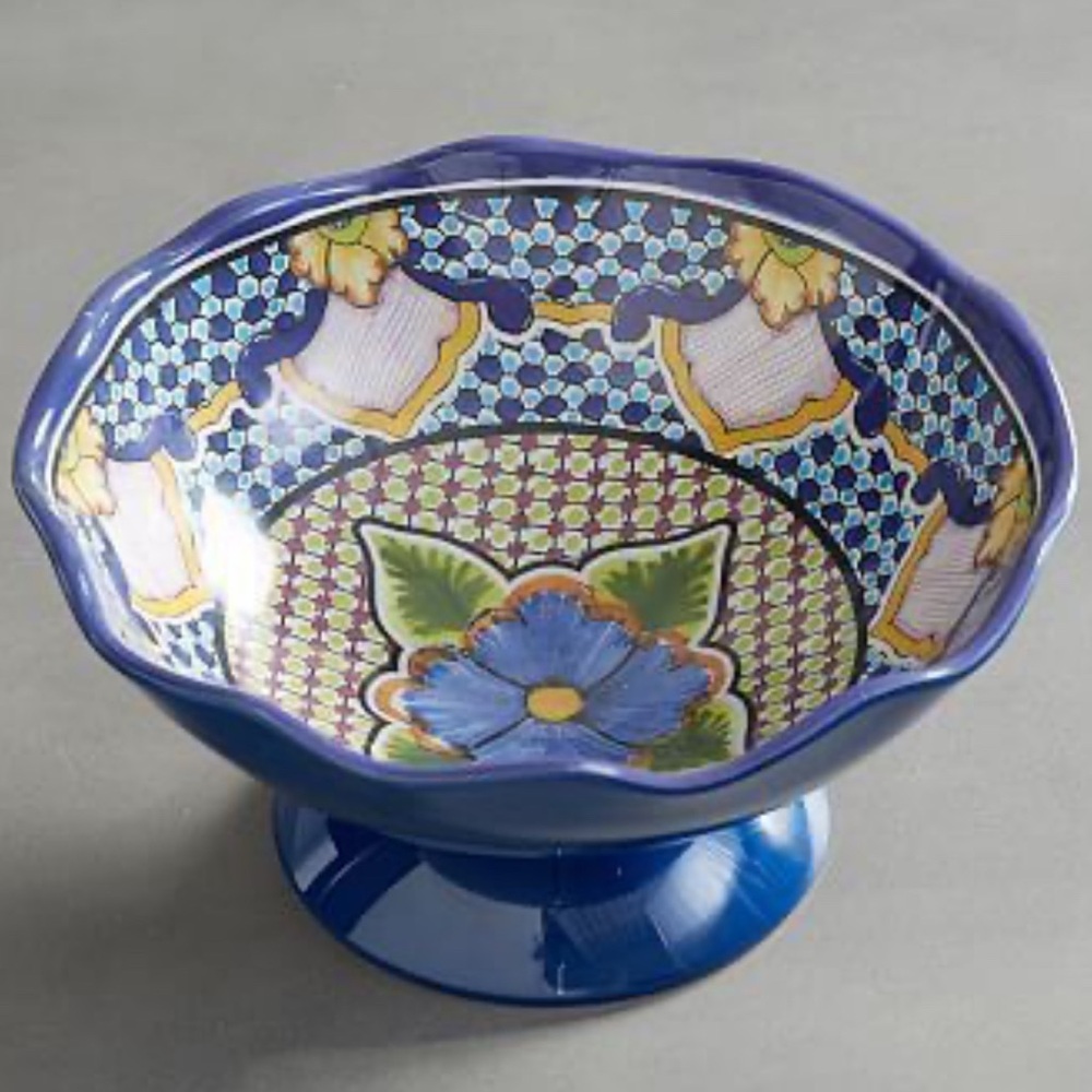 New Pottery Barn Del Sol Melamine Footed Serving Bowl 10.25”D 6.75”H